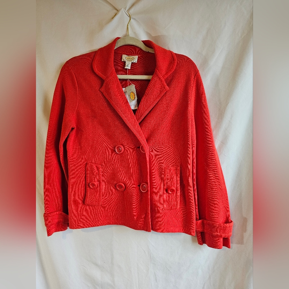 Talbots Red Blazer with Floral Detail